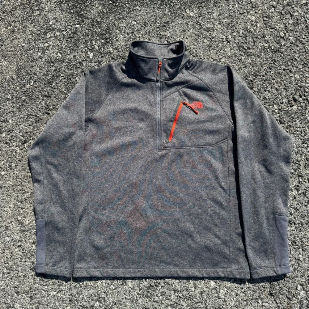 The North Face Mens Gray Heather Quarter Zip Fleece Pullover Jacket Medium